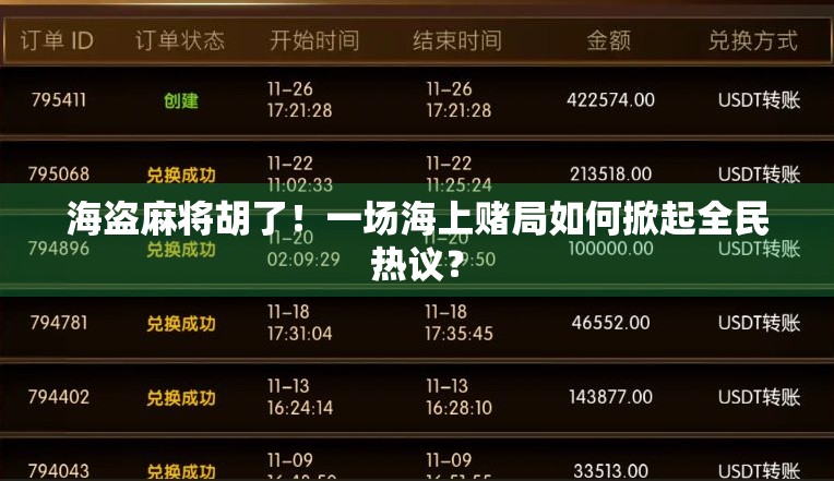 海盗麻将胡了!一场海上赌局如何掀起全民热议? 海盗麻将胡了!一场海上赌局如何掀起全民热议?